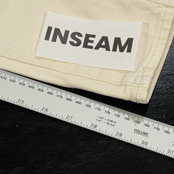 Old Navy Cream High Waisted OG Loose Wide Leg Womens Utility Denim Jeans Size 16 - Picture 11 of 12